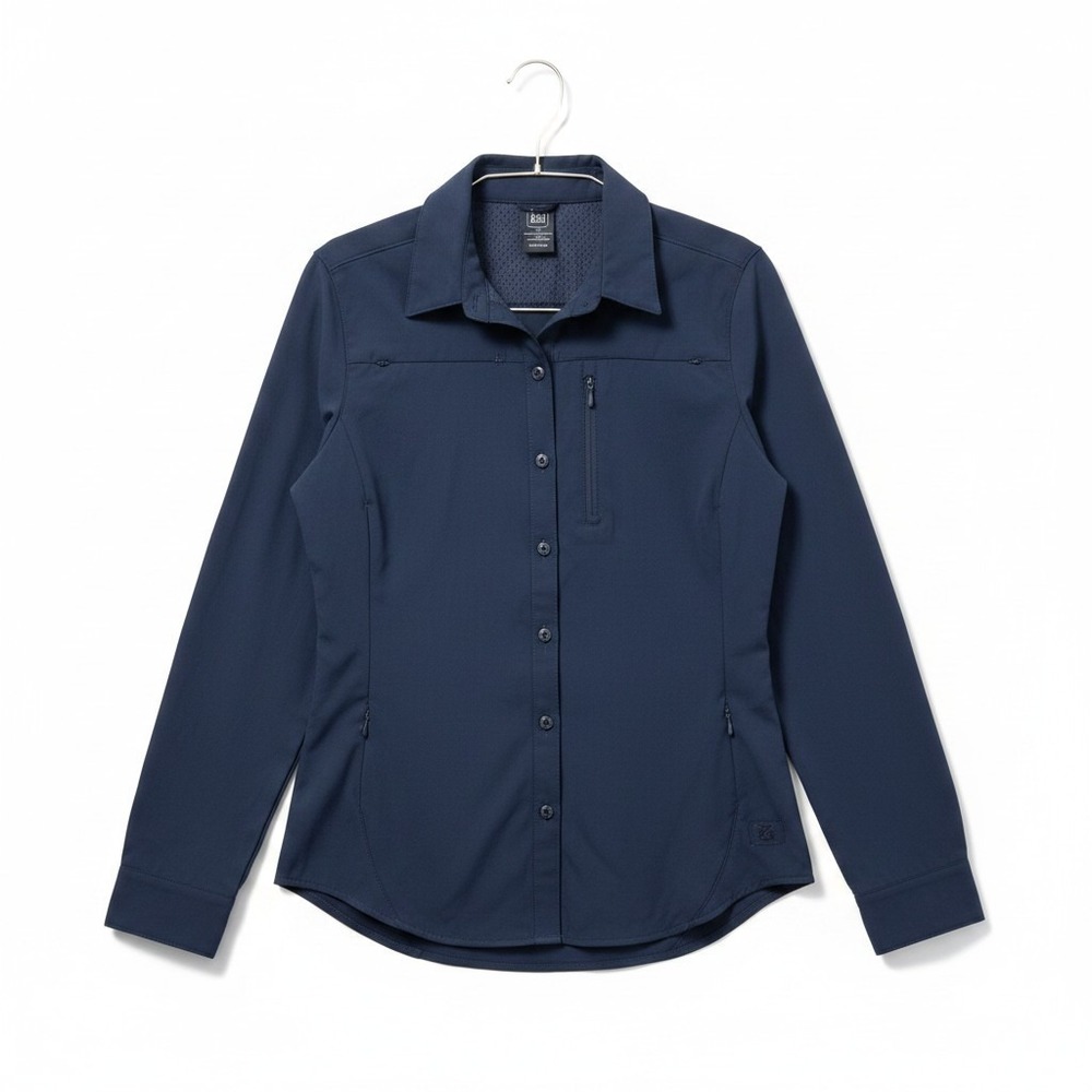 REI Co-op Sahara Guide Long Sleeve Shirt Woman's XS Blue Hiking Outdoor Button